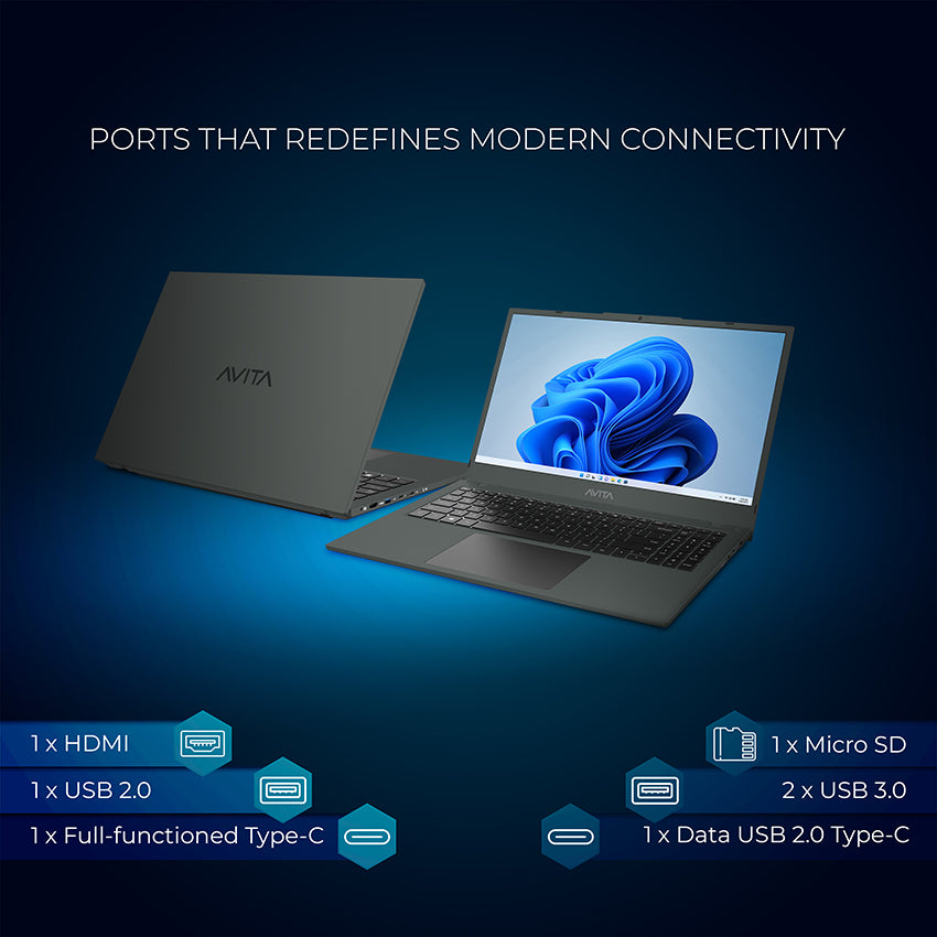 AVITA Liber E 12th Gen Intel core i3 Upto 4.40 GHz 8GB RAM 512GB SSD Expandable Upto 2TB  Windows 11 Home Thin & Light Black 1.84 Kg